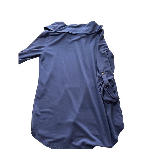 Soft Surroundings knit cowl neck tunic 3/4 sleeves pocket Staple Med Minimalist - Picture 7 of 8